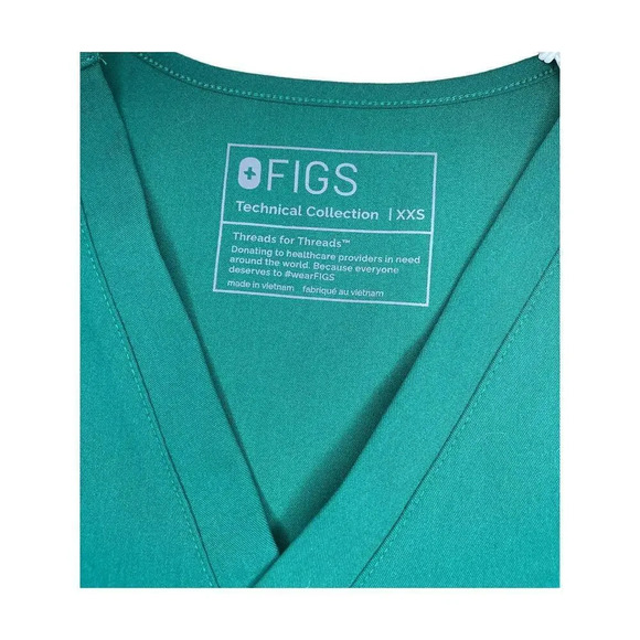 NWT FIGS Forest Green Short Sleeve Scrub Top, XXS, Technical Collection, FW1000 - Picture 3 of 6